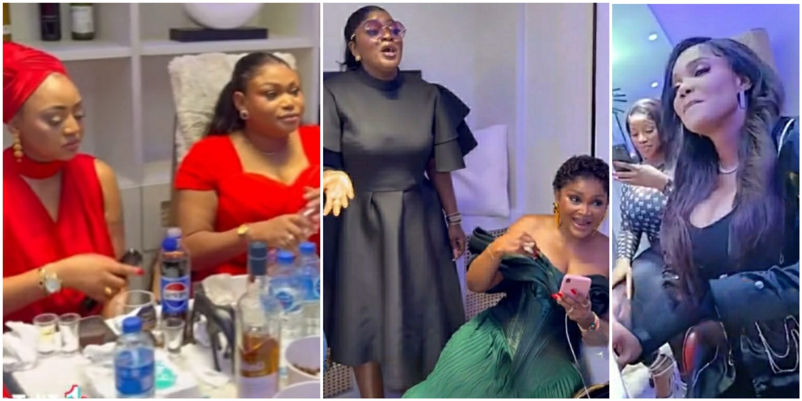 Regina Daniels, Ruth Kadiri, others watch in awe as Iyabo Ojo, Mercy Aigbe tackle Eniola Badmus in new clip