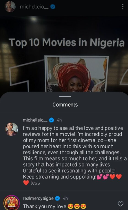  Mercy Aigbe’s daughter, Michelle expresses pride in her mother over success of ‘Ada Omo Daddy’