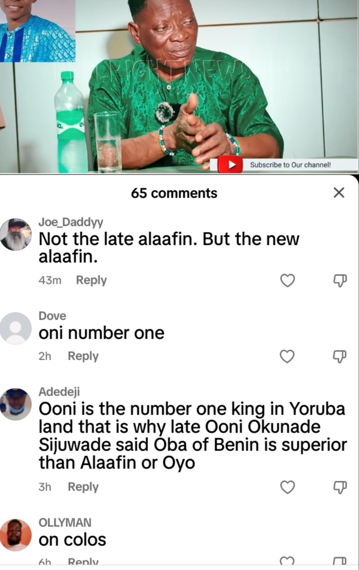 The Ooni is superior to the Alaafin of Oyo