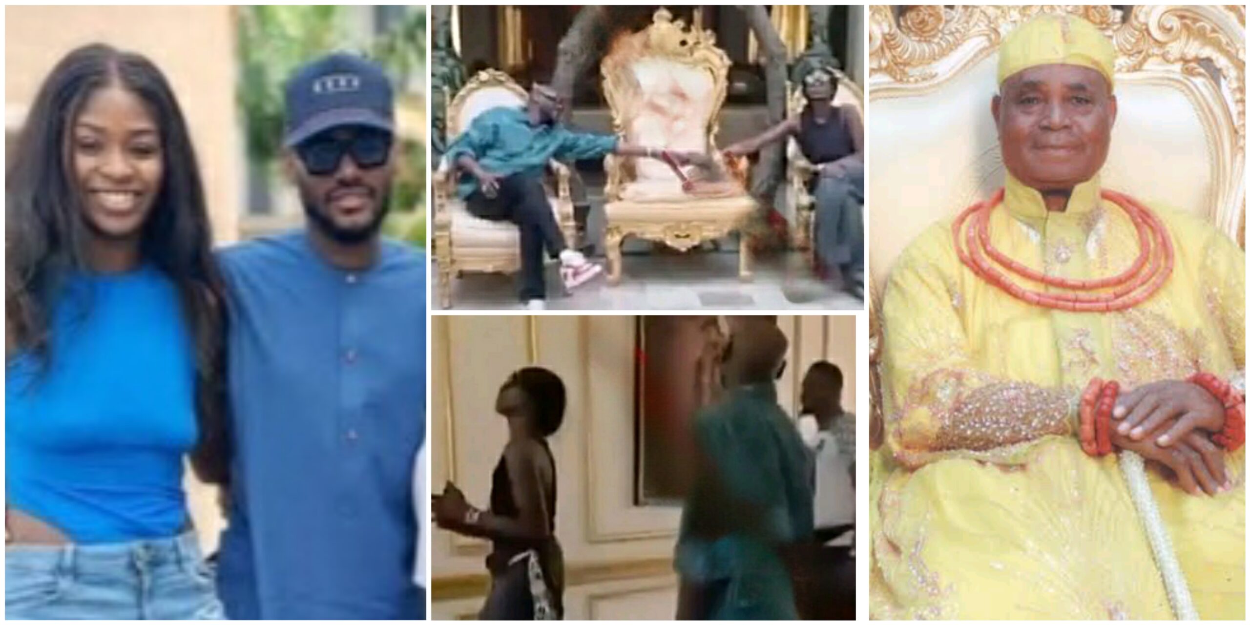 2baba seen side by side with lover Natasha, radiate love at her granddad, Esama of Benin’s palace (VIDEO)