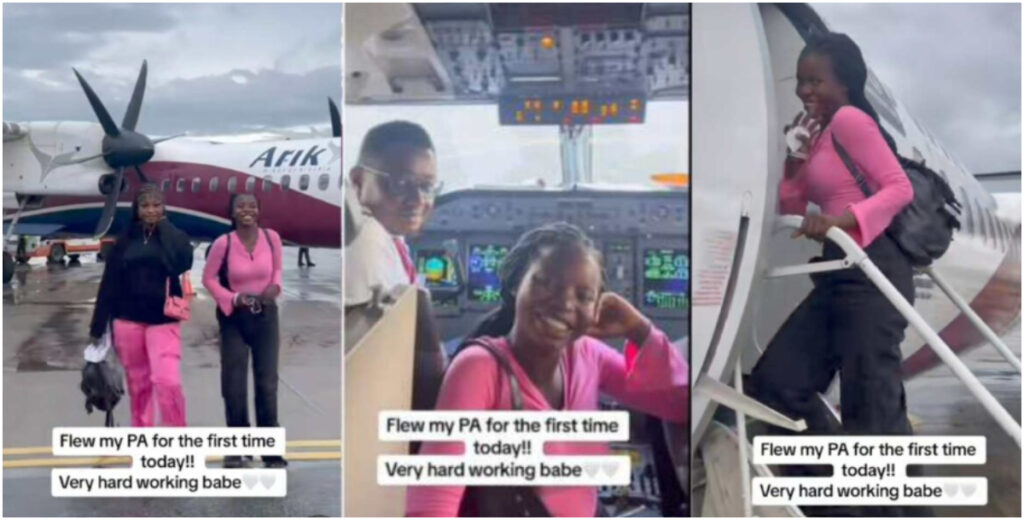 Nigerian lady creates unforgettable first-time flight experience for dedicated personal assistant