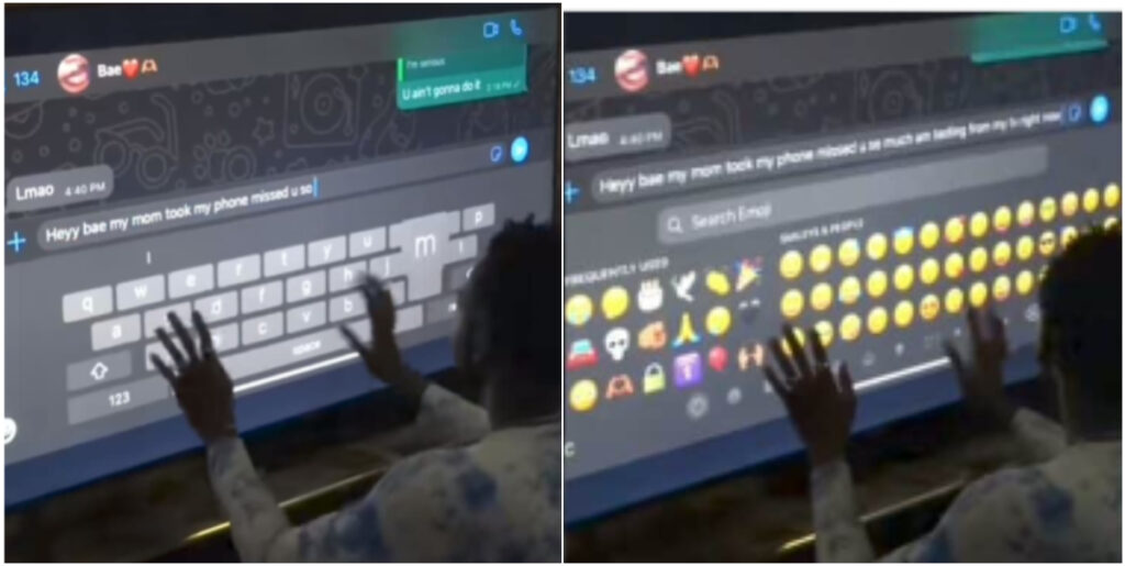 Young man uses home TV to send WhatsApp message to his girlfriend after his mom seized his phone