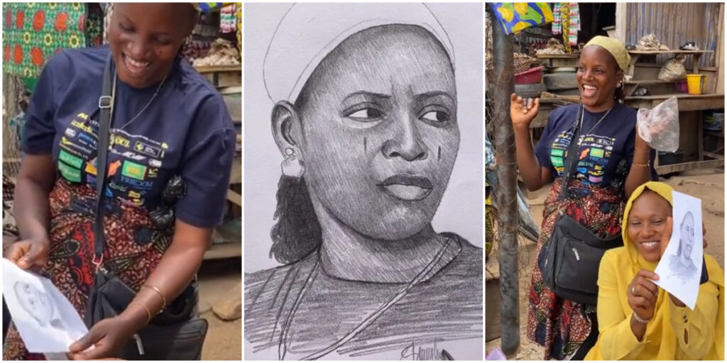 Street artist surprises Kuli Kuli vendor with her portrait and cash gift