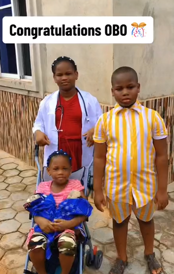 Kids recreate touching moment of Davido and Chioma leaving the hospital with twins