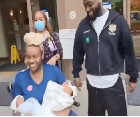 Kids recreate touching moment of Davido and Chioma leaving the hospital with twins