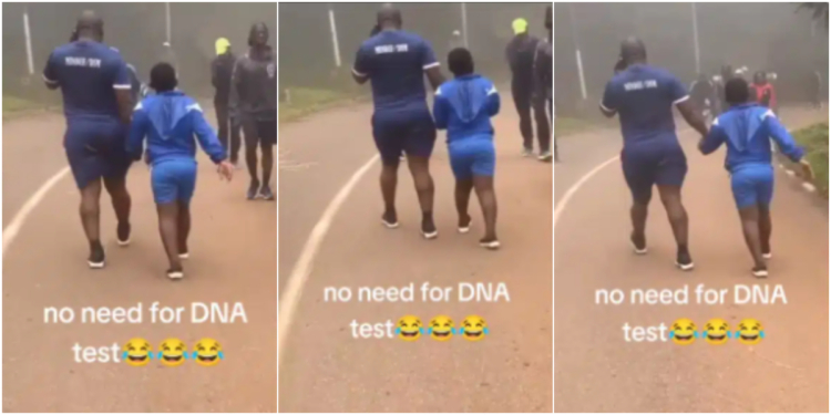 Father and daughter's strikingly similar walking style goes viral