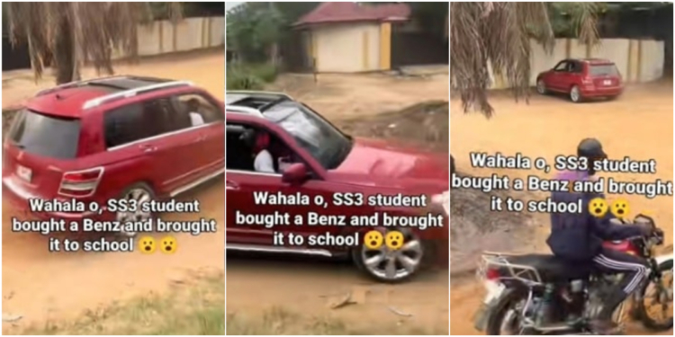 Drama as senior secondary student cruises to school in million naira Benz