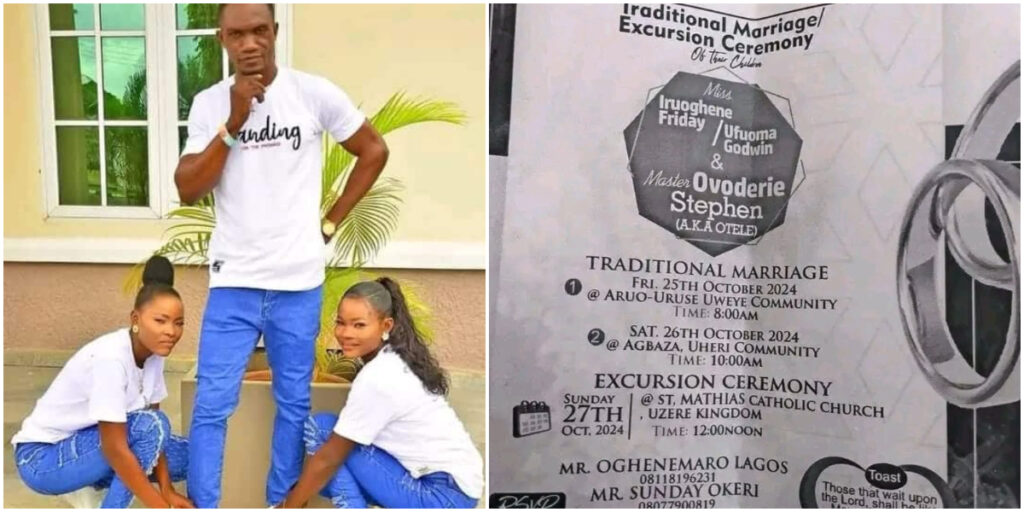 Nigerian man’s double wedding amid economic challenges goes viral