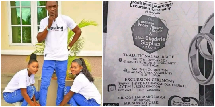 Nigerian man’s double wedding amid economic challenges goes viral