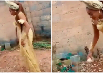 Emotional moment bride visits parents' grave on her wedding day