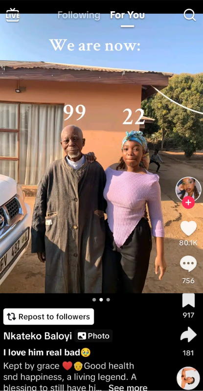 Lady recreates childhood photo with 99-year-old grandfather 17 years later 