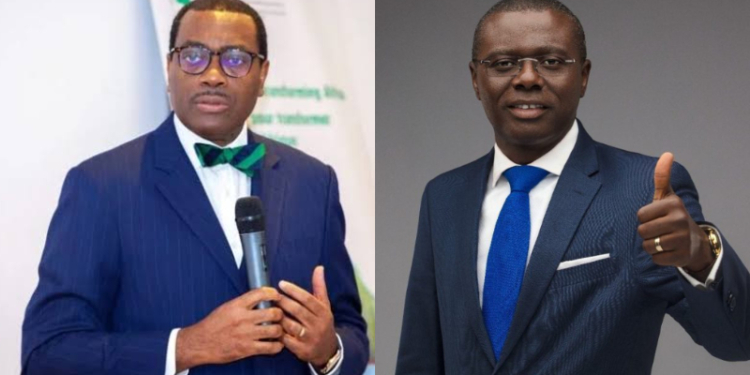 Akinwumi Adesina, President of the African Development Bank, and Babajide Sanwo-Olu, Governor of Lagos State,