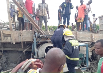 collapsed four-story building at Dape in Life Camp