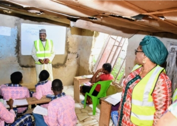 The Mandate Secretary, Education Secretariat, FCTA, Dr Danlami Hayyo, in one of the substandard schools in Abuja