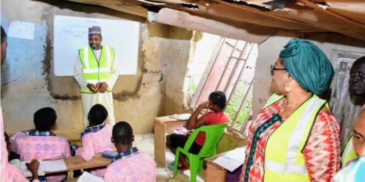 The Mandate Secretary, Education Secretariat, FCTA, Dr Danlami Hayyo, in one of the substandard schools in Abuja