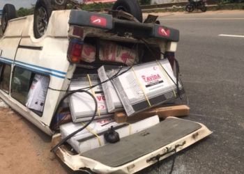 The accident scene. Photo credit: Abdullateef Fowewe