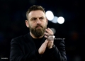 Roma former player and newly appointed coach Daniele De Rossi reacts at the end of the Italian Serie A football match between AS Roma and Hella Verona FC at the Olympic stadium in Rome on January 20, 2024. (Photo by Filippo MONTEFORTE / AFP)