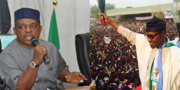 PDP chairman Uche Secondus, President Muhammadu Buhari during Campaign
