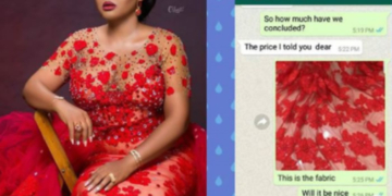 Bride's reception dress given to Mercy Aigbe