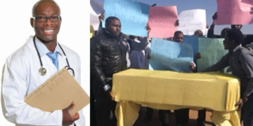 JUTH Doctors protest with coffin