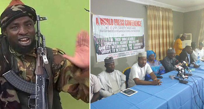 Boko Haram leader, Abubakar Shekau; Coalition of 50 civil society groups