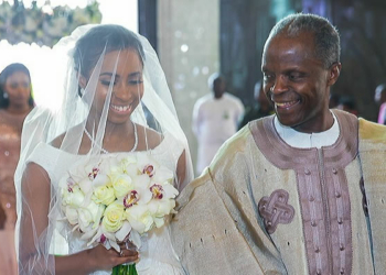 VP Yemi Osinbajo and Daughter, Oludamilola as they walk down the Aisle