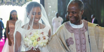 VP Yemi Osinbajo and Daughter, Oludamilola as they walk down the Aisle