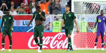 Super eagles defenders, goal keeper after conceiving a goal during Nigeria Vs Croatia