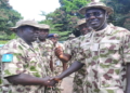 PIC.8. CHIEF OF ARMY STAFF, LT.-GEN. TUKUR BURATAI (R), IN A HANDSHAKE WITH THE CHIEF OF STAFF, 

GOC. 1DIV. NIGERIAN ARMY, BRIG.-GEN.  MUSILIU BASHIRUDEEN, DURING  THE VISIT OF LT.-GEN. 

BURATAI  TO KADUNA ON SATURDAY (24/10/15).
3815/24/10/2015/SP/JAU/NAN