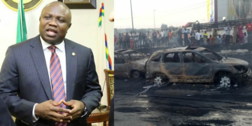 Gov. Ambode, Scene of Tanker fire at Otedola Bridge, Berger, Lagos State