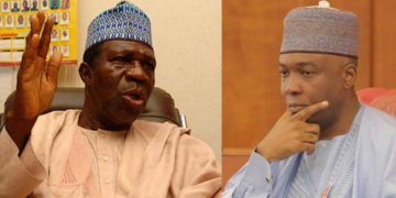 Former Senate President, Senator Ameh Ebute; Ruling Senate President Bukola Saraki