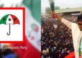 PDP Logo, President Muhammadu Buhari during APC campaign