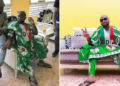 Singer Davido rocking customized PDP Agbada