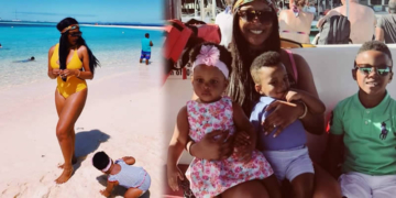 Lovely Photos of Anita Okoye Chilling With children at Beach