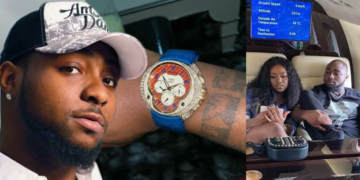 Davido shows off his newly acquired diamond encrusted wristwatch