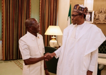 APC Chairman, Adams Oshiomole, President Muhammadu Buhari