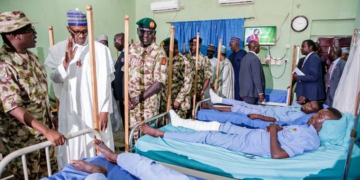 Buhari visits injured soldiers in Borno