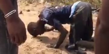 Nigerian man walks with his head after getting high on drugs