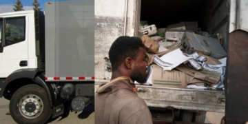 Truck loaded with INEC materials