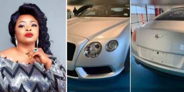 Nollywood actress Dayo Amusa flaunts new exotic car