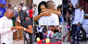 Nigerian man proposes to lover with a car in an elaborated celebration