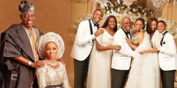 Rasaq Okoya, his stunning wife, Sade, and four Children