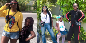 Annie Idibia and her two daughters, Olivia and Isabella Idibia