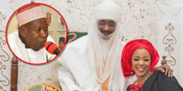 Emir Sanusi and daughterPrincess Shahida Sanusi; Inset: Gov Ganduje