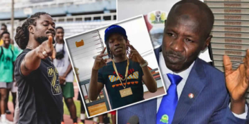 Daddy Shokey, EFCC BOSS, Magu; INSET: Naira Marley