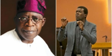 Photo collage of Bola Tinubu and Omokri Reno