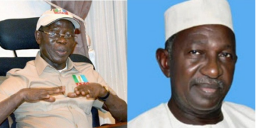 Adams Oshiomhole and Lawal Shuaibu