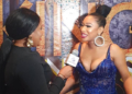 Tonto Dikeh being interviewed during her surprise birthday in Victoria Island, Lagos