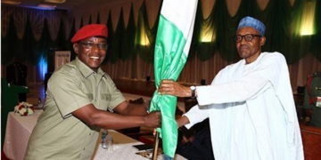 Solomon Dalung and President Buhari at a function