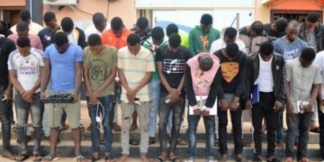 Some Suspected ‘Yahoo Boys’ arrested in Nigeria.